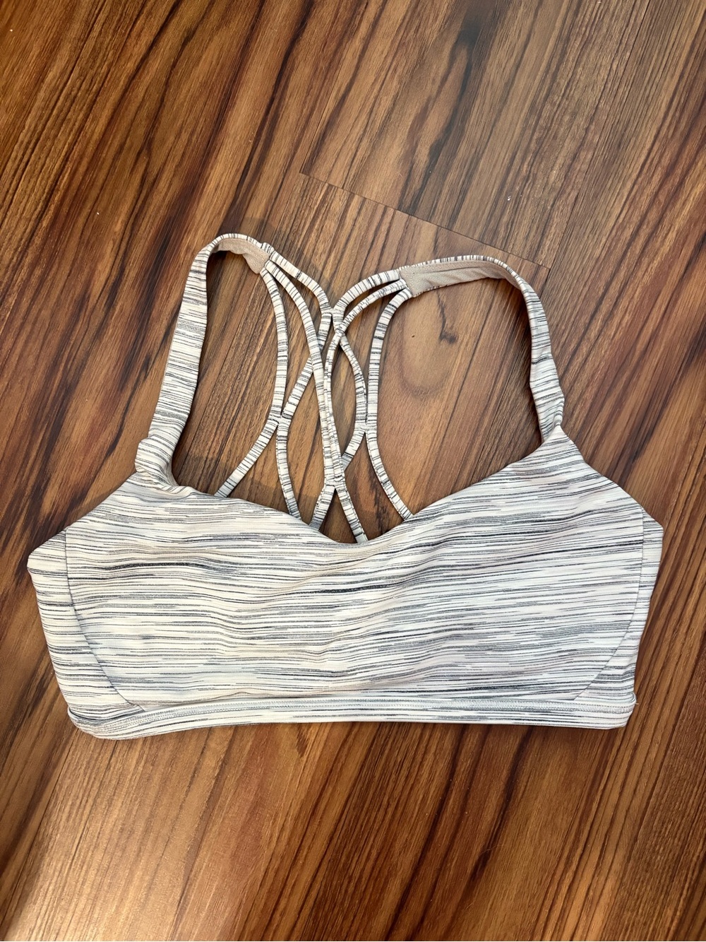 Lululemon Striped Light Gray Sports Bra | Crossback | Size 6